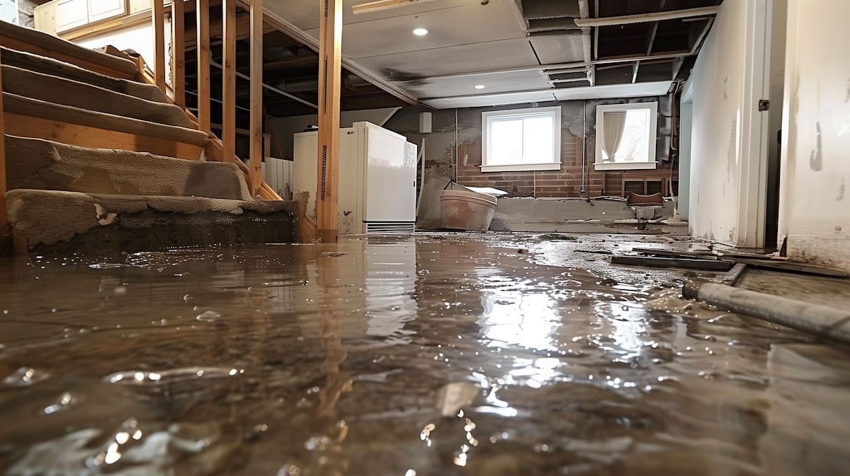 Flooded basement cleanup