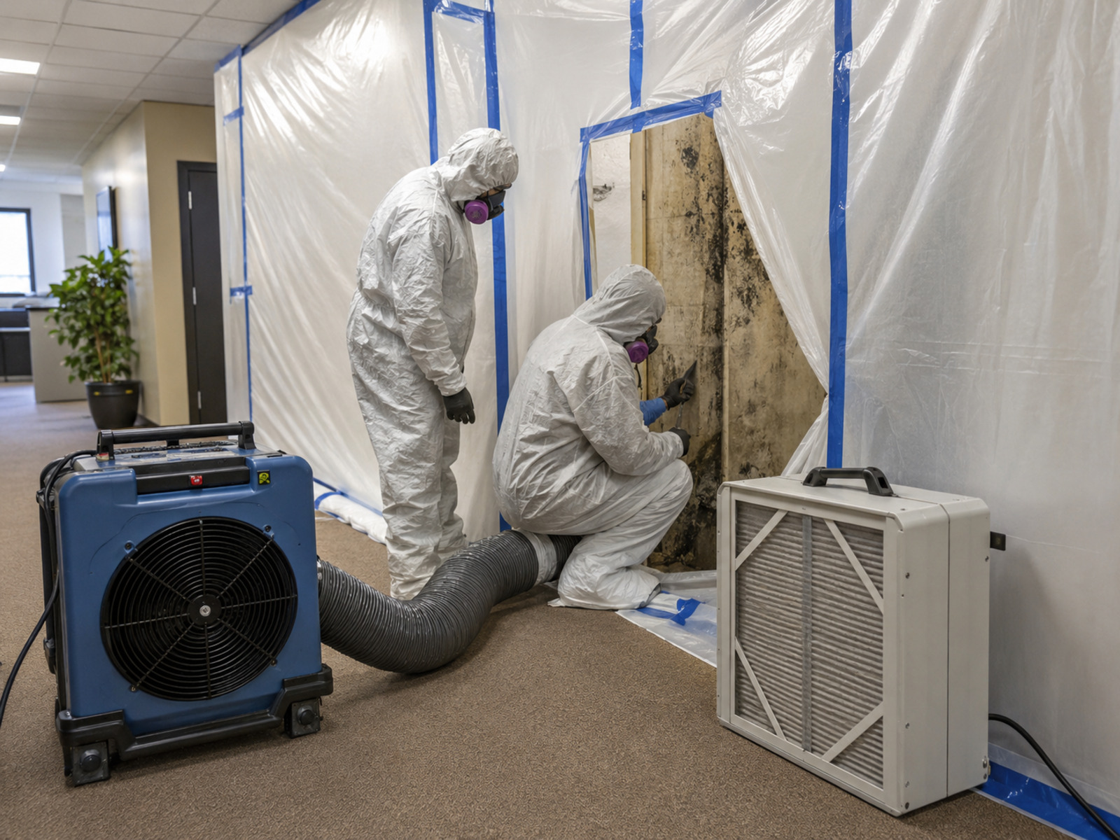 Commercial mold remediation work