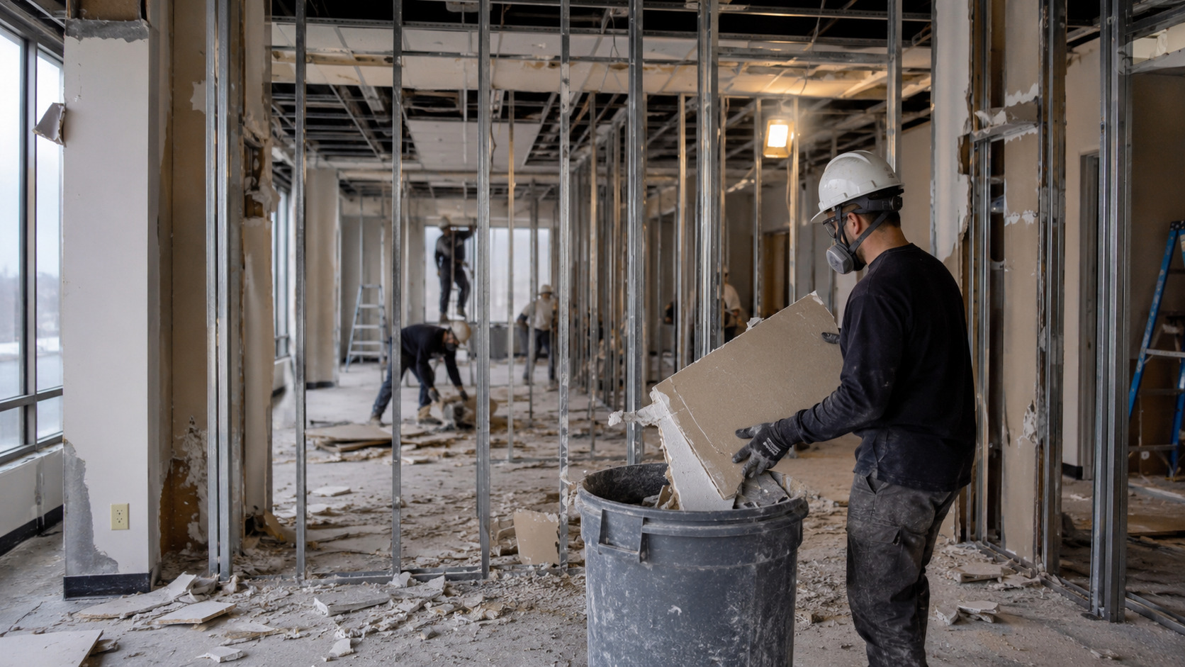 Professional demolition crew at work