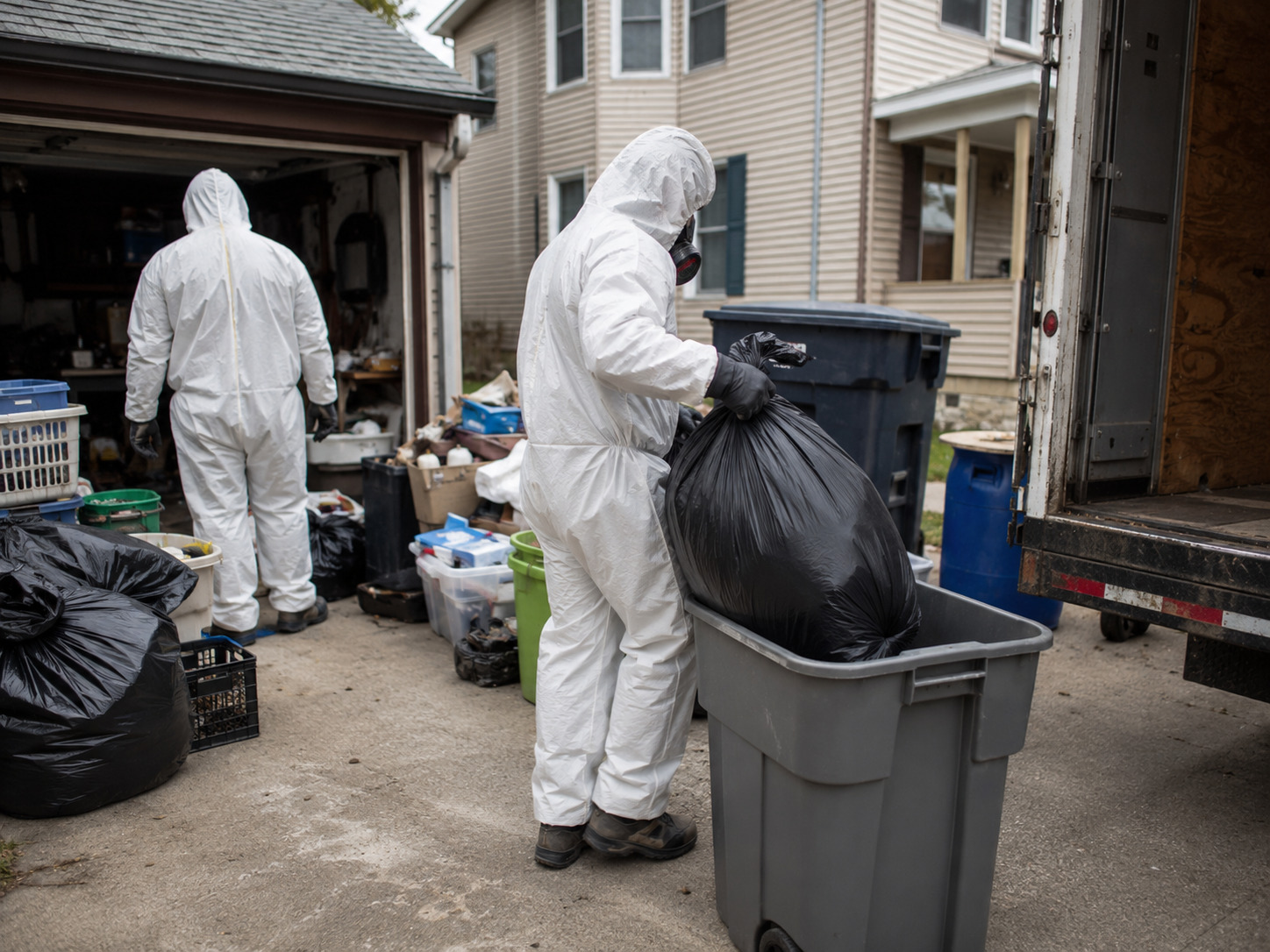 Waste removal and disposal during hoarding cleanup
