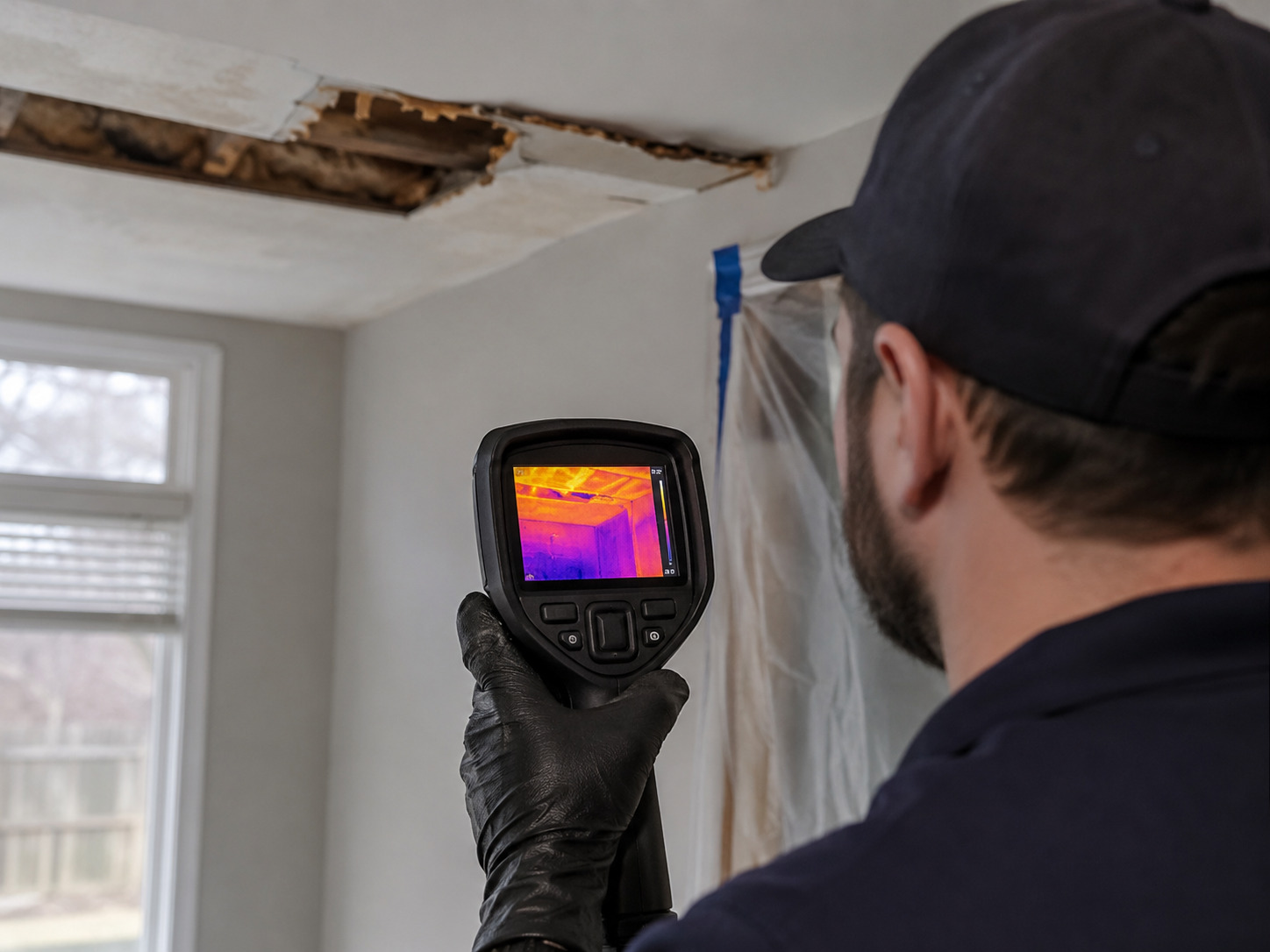 Thermal imaging equipment detecting hidden moisture and mold