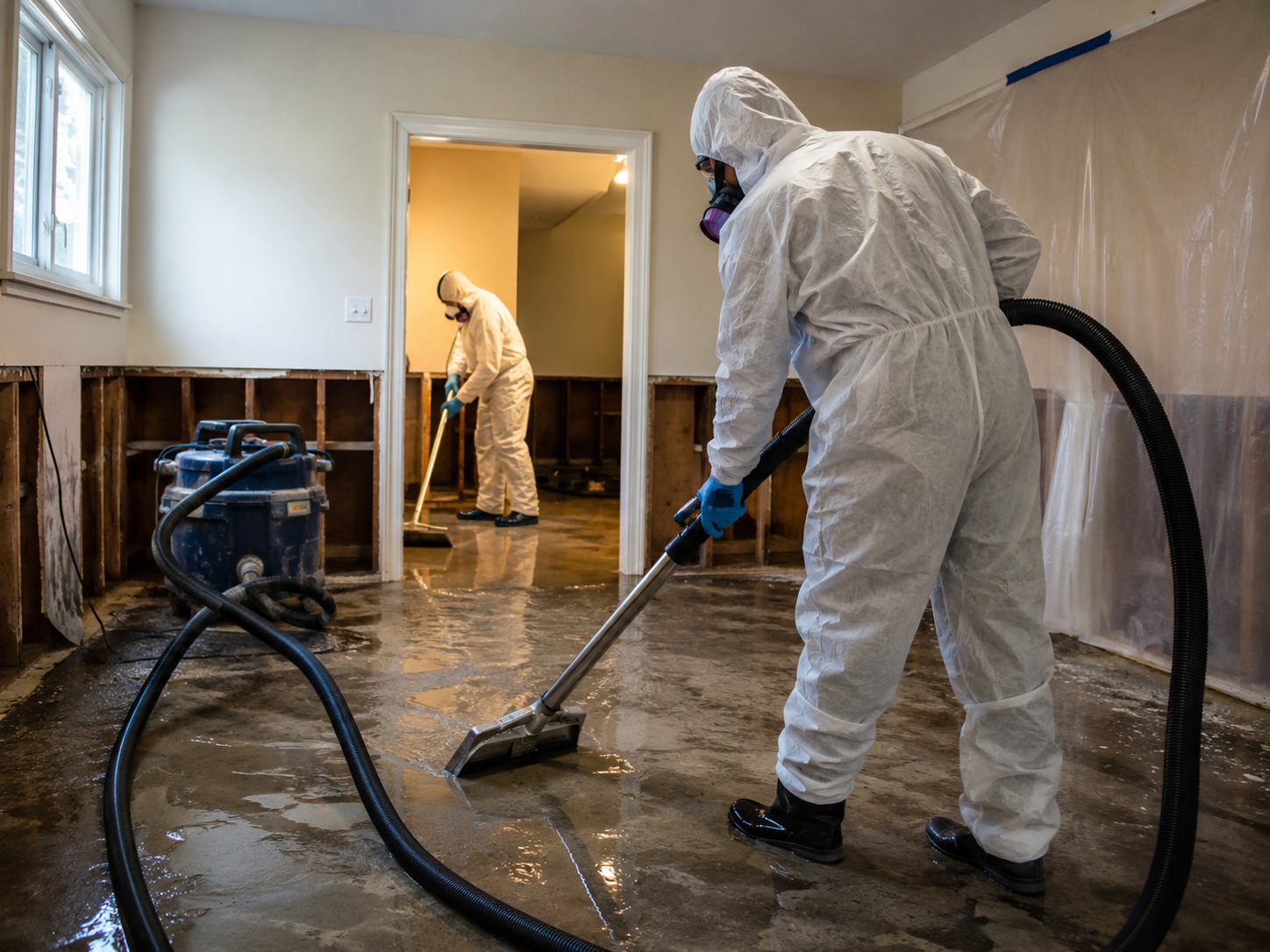 HAZWOPER certified technicians in full protective equipment