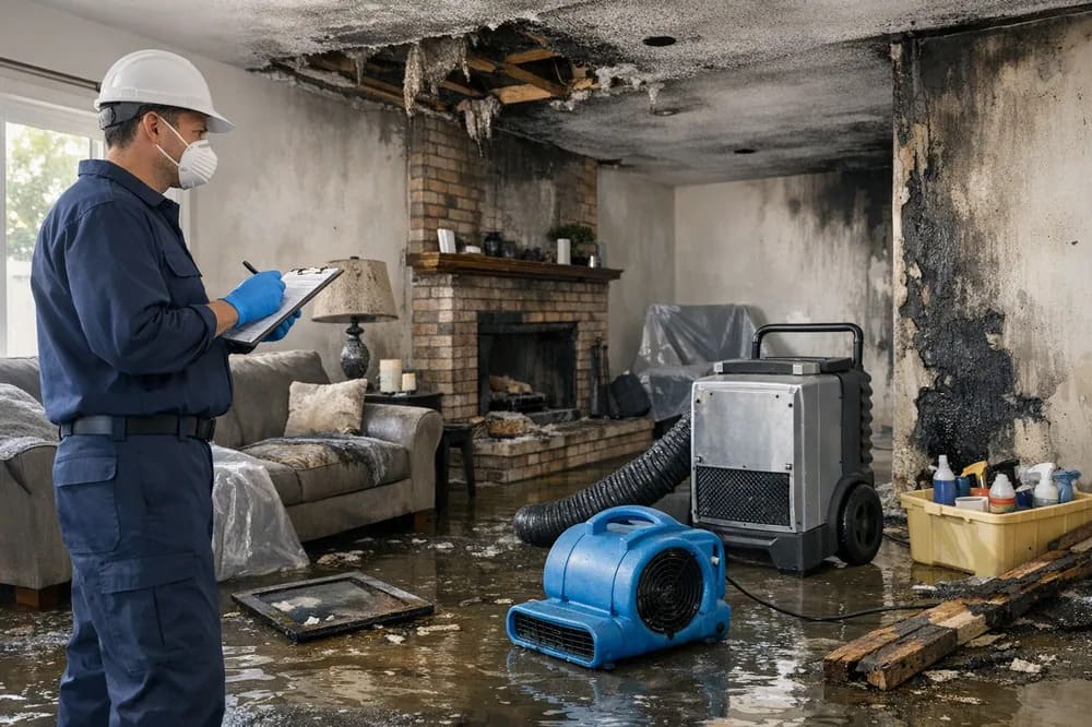 Commercial smoke and soot damage cleanup