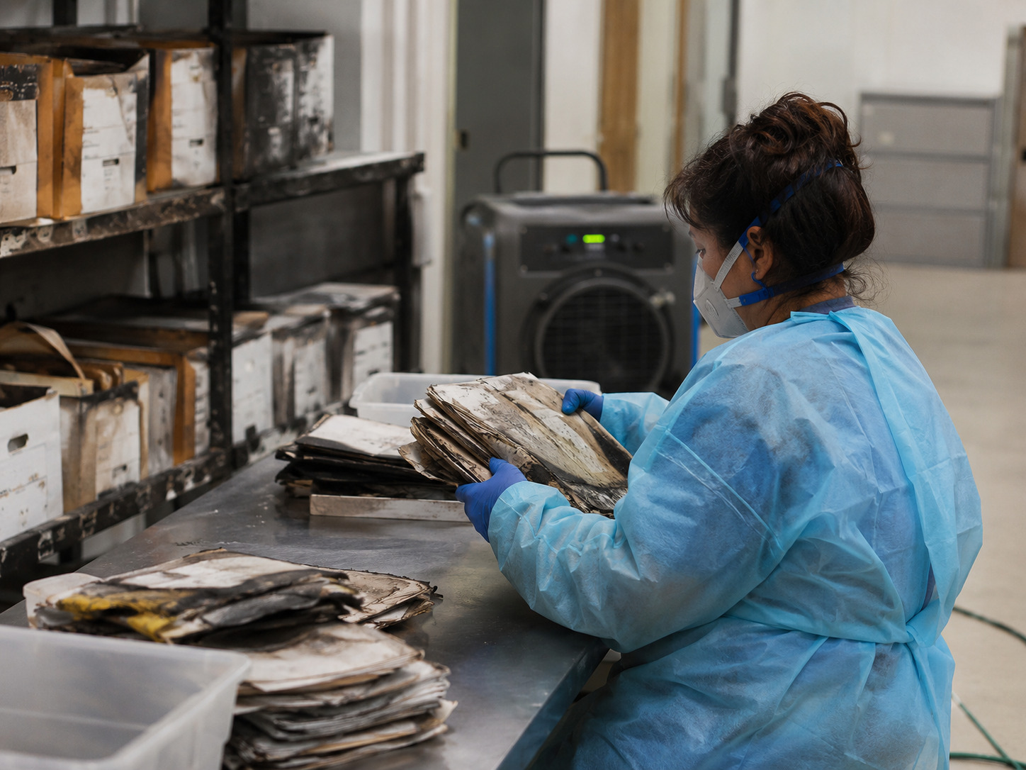 Fire-damaged office records