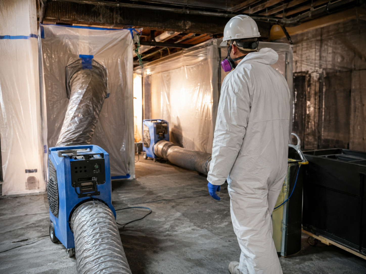 HEPA air scrubbers on commercial site