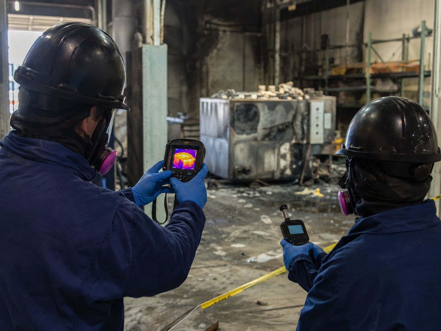 Commercial fire damage after lithium battery incident