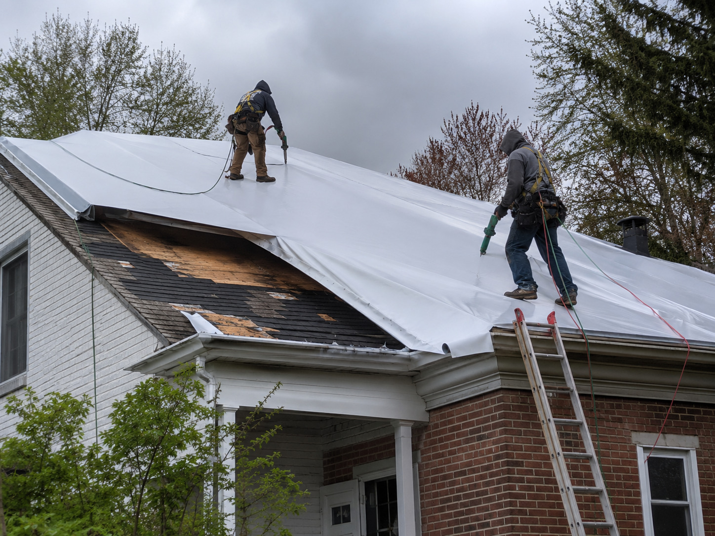Shrink wrap roof installation