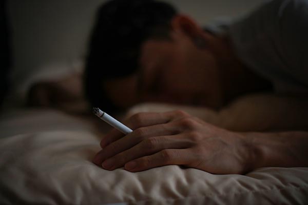 smoking in bed