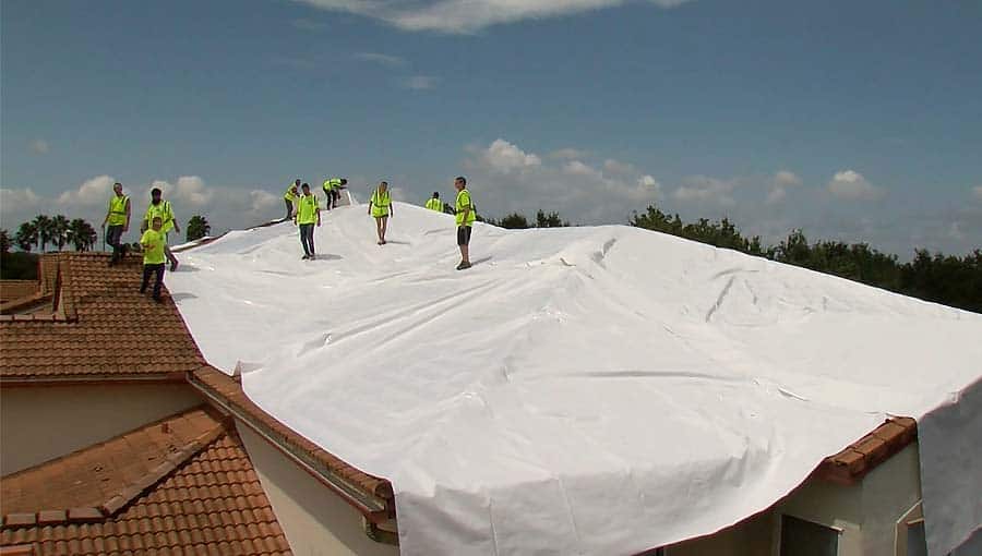 Shrink wrap roof protection